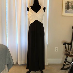 Evening dress with figure flattering bodice.